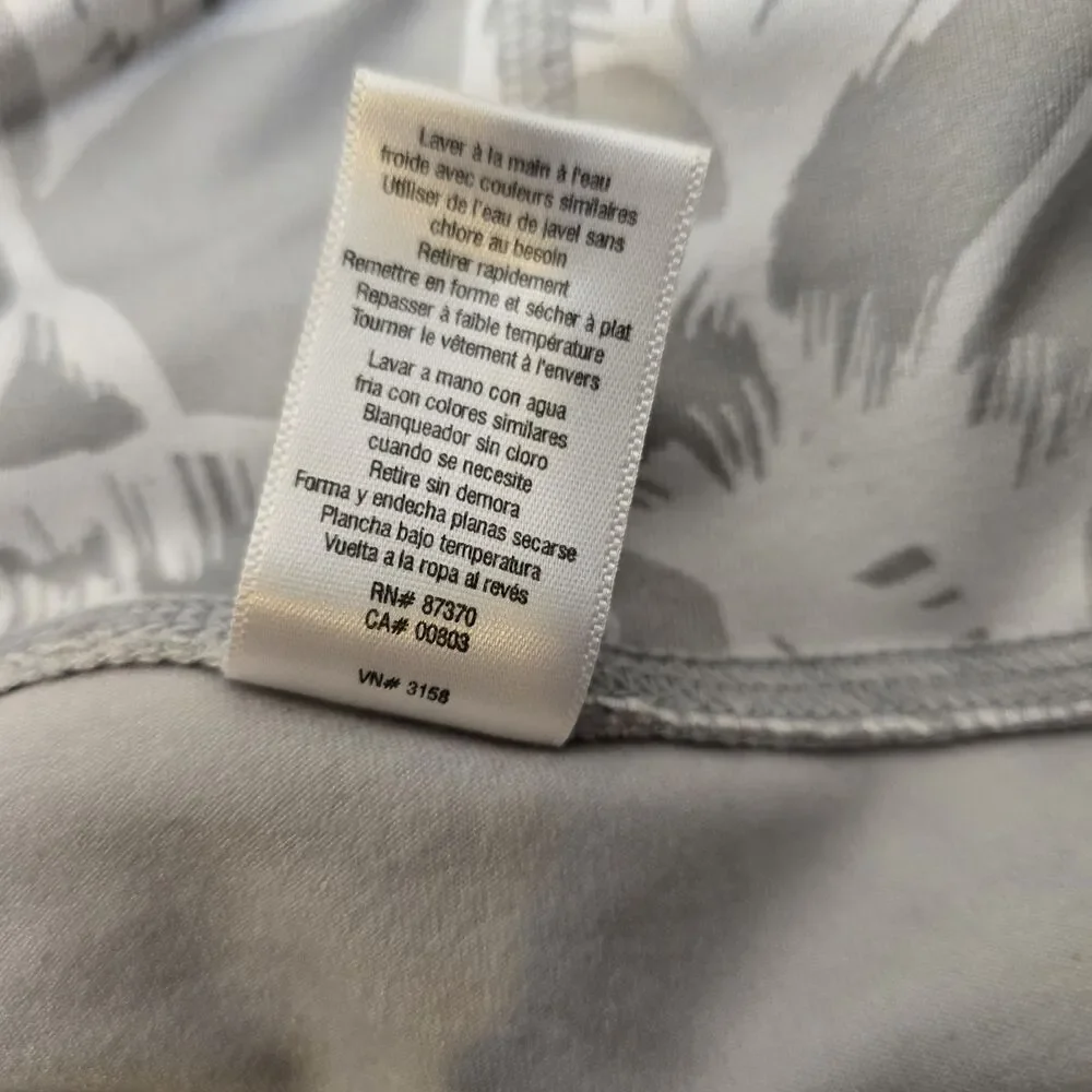 ALO Yoga Palm Springs Airbrushed White Gray Leaf Pattern Leggings Size Small